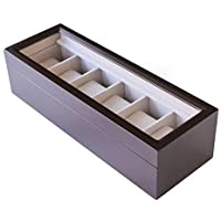 Caja Organizadora de Relojes de Madera Maciza Exhibidor Hecho por CASE ELEGANCE - 6 Compartimientos